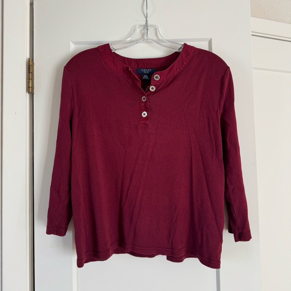 Red Vintage Chaps half sleeve button down shirt